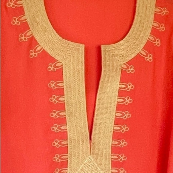 BEIDES, NWOT,ORANGE, REGULAR FIT, BOHO,WOMENS TOP WITH EMBROIDERED,V-NECK.SIZE S - Picture 5 of 7